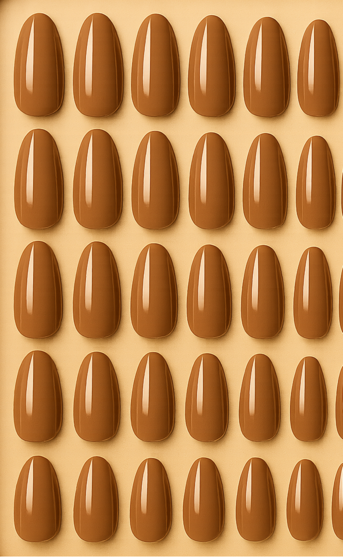 24Pcs Khaki Brown Oval Press On Nails
