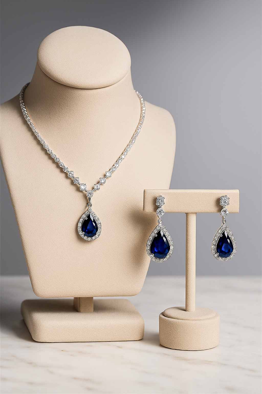 3pcs/Set Rhinestone Tear-Drop Decor Jewelry Set – Necklace, Earrings & Ring