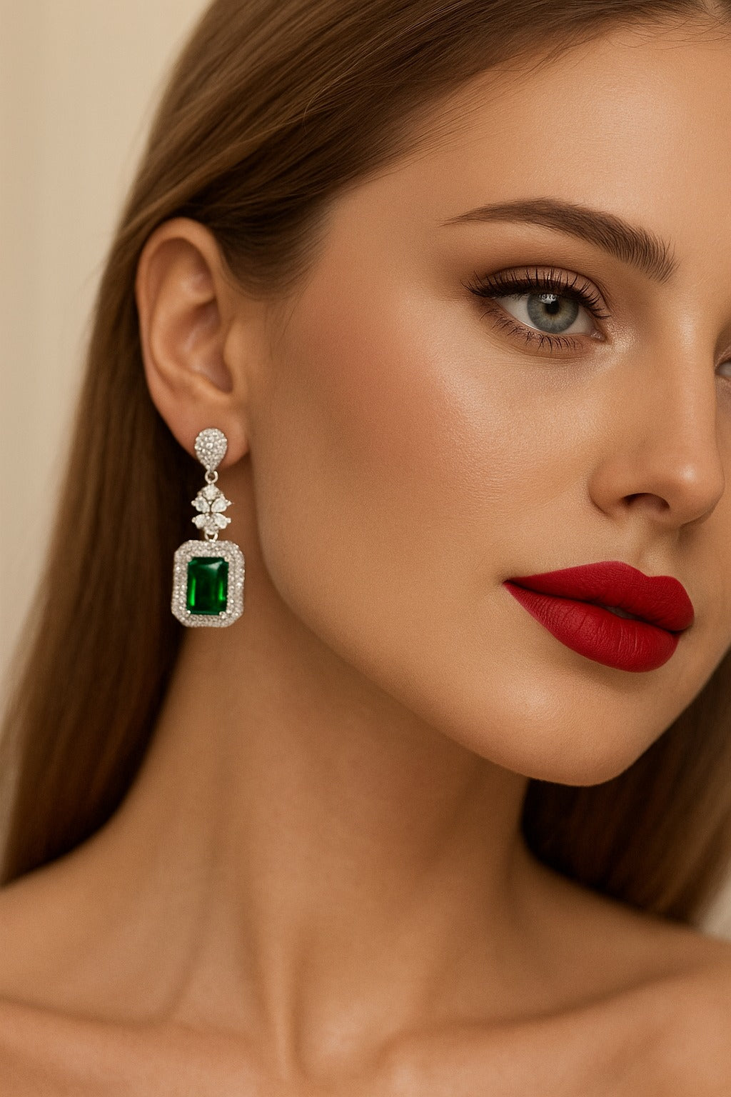 Sparkling Green Cubic Zirconia Drop Earrings