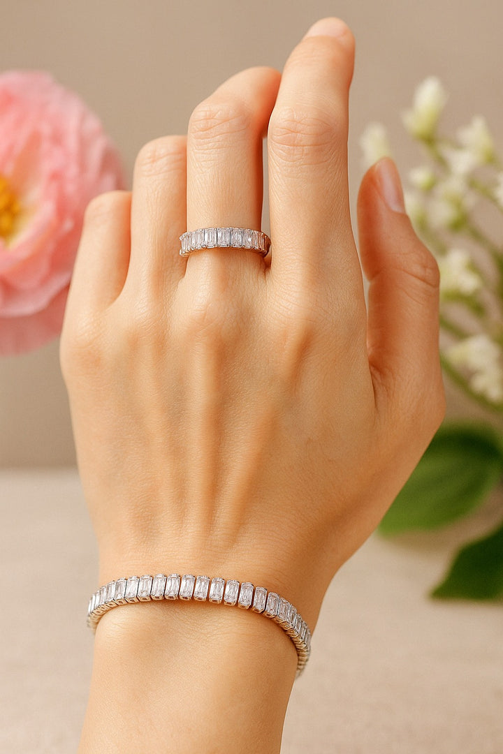 Zirconia Bracelet & Ring Set – Elegant Women’s Jewelry