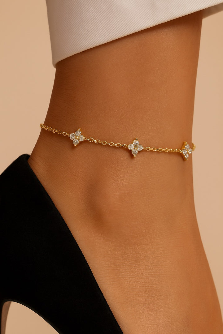 Double-Layer Rhombus Anklet – Waterproof Stainless Steel Women’s Jewelry