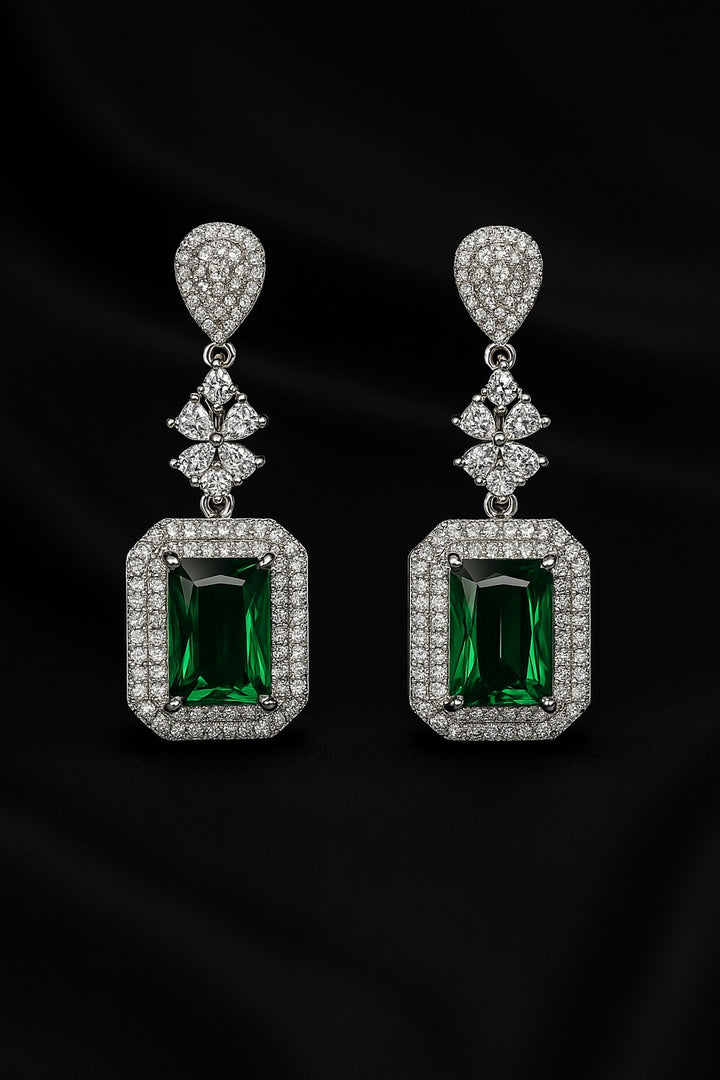Sparkling Green Cubic Zirconia Drop Earrings