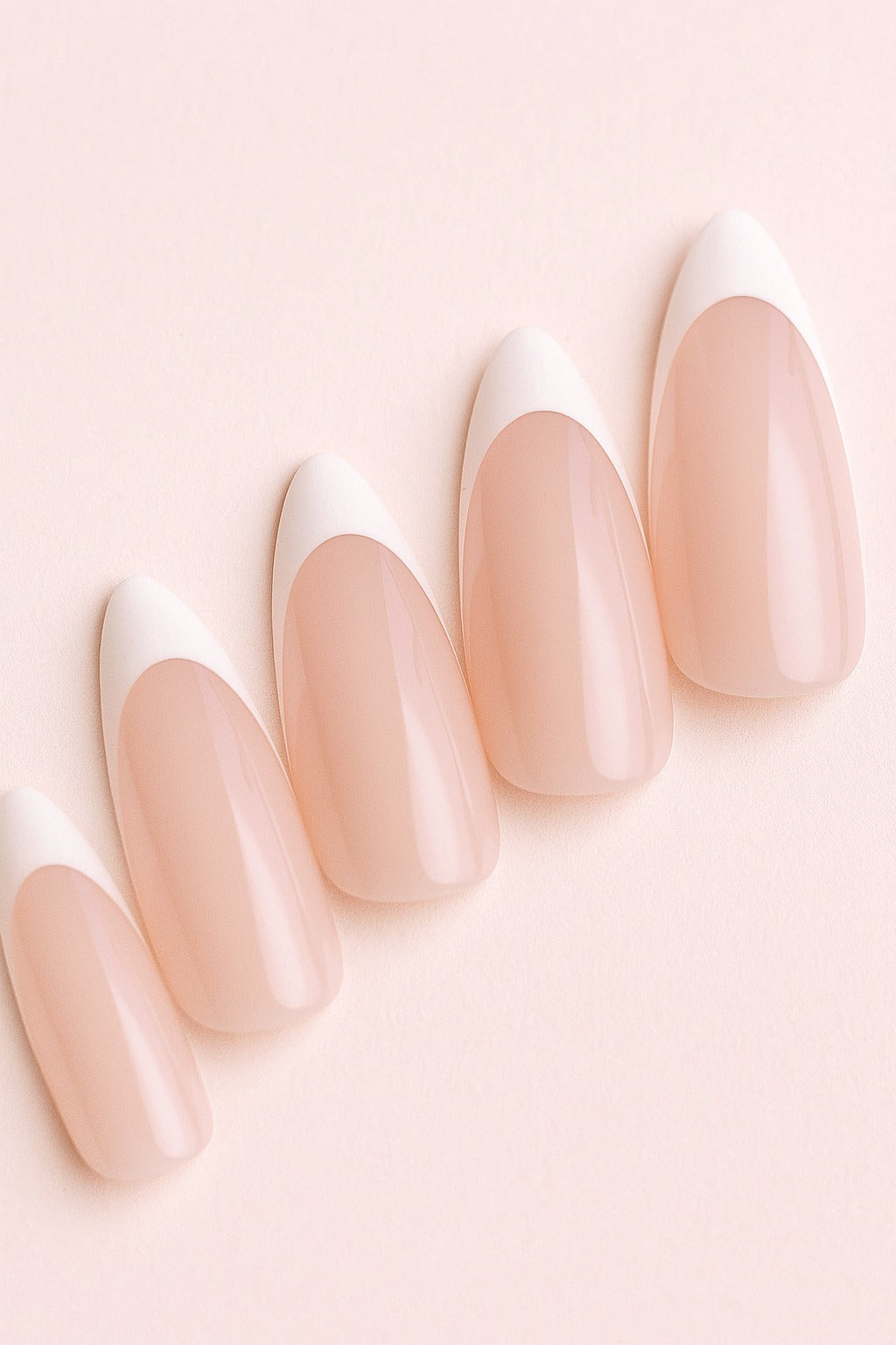 24Pcs White French Edge Almond Press On Nails