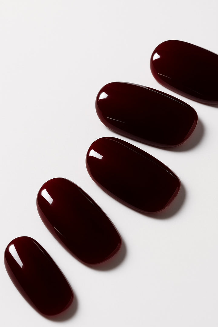 24Pcs Short Square Press On Nails - Glossy Wine Red Fake Nails